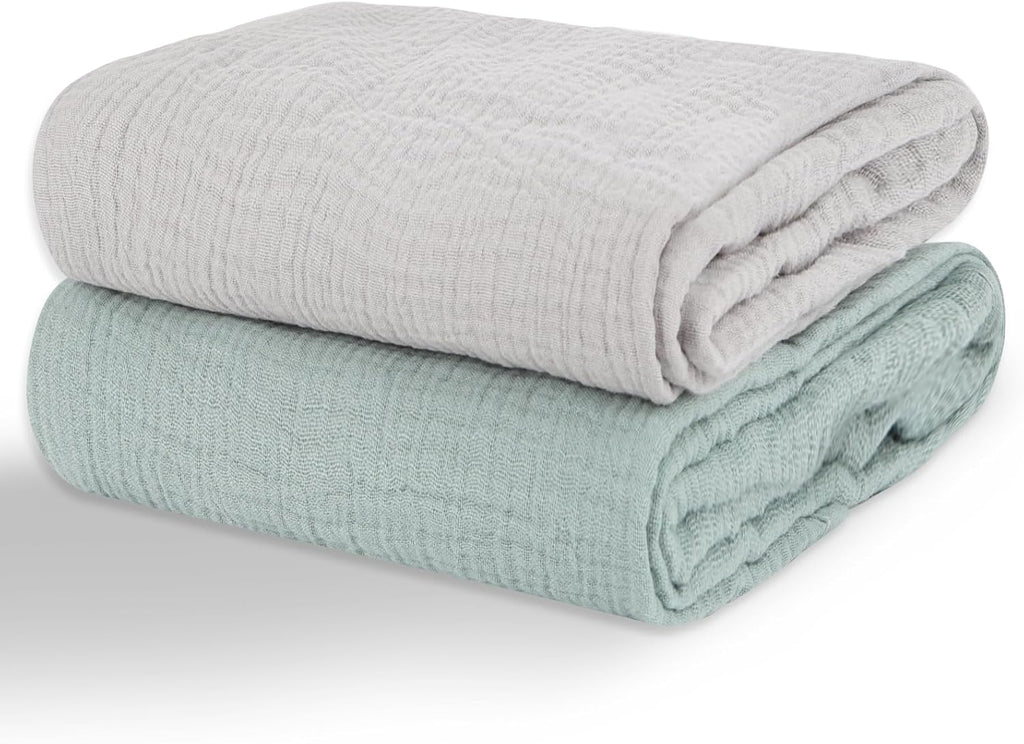 Muslin Swaddle Blankets for Newborns, 2 Pack 100% Cotton Receiving Blankets, Soft and Breathable Baby Swaddles, Large 40 x 40 Inches, Baby Essentials for Boys and Girls, Shower Gift