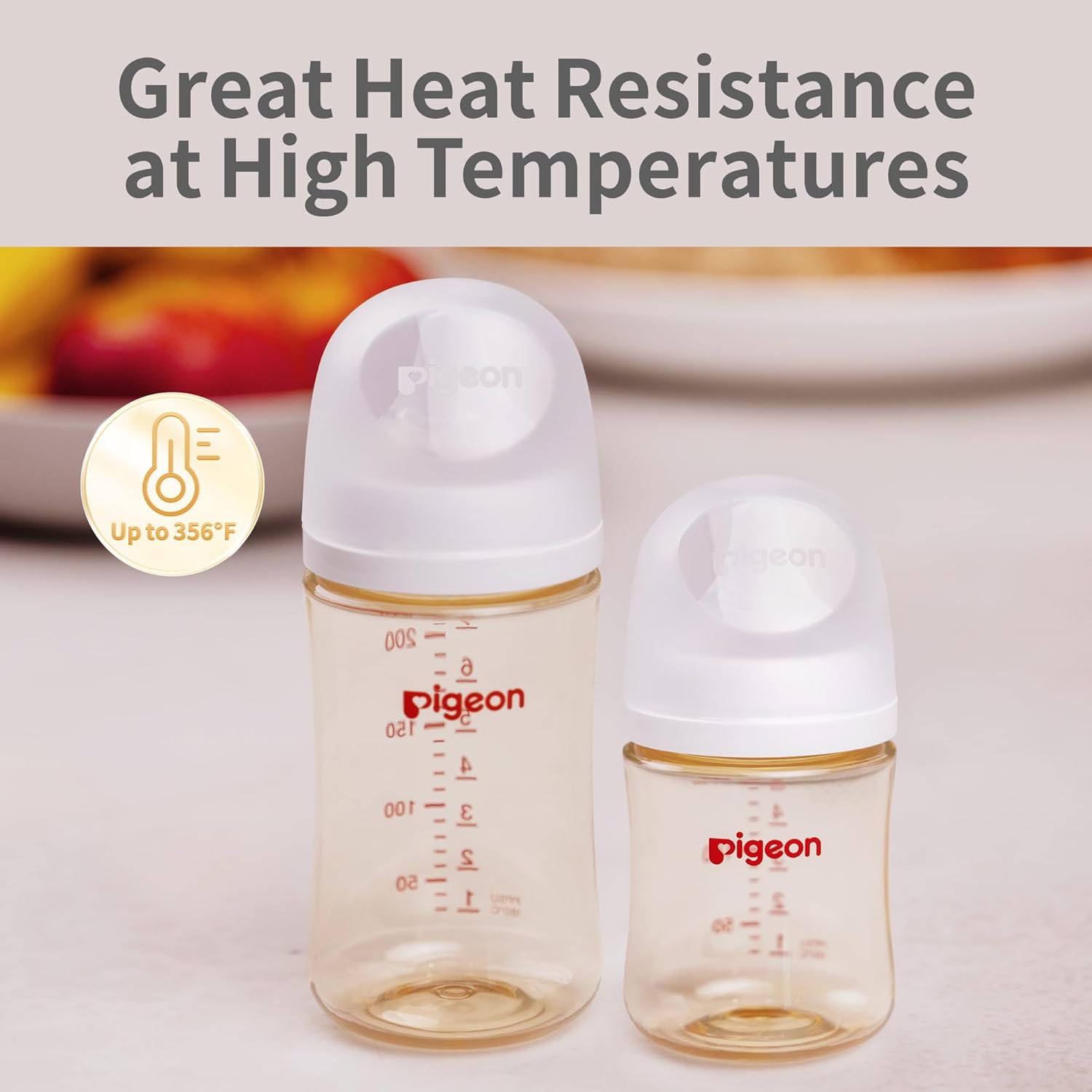 Pigeon PPSU Nursing Baby Bottle Wide Neck, Anti-Colic, Streamlined Body, Natural Feel, Easy to Clean, 8.1 Oz(Pack of 2), Includes 2pcs M Nipples (3m+)