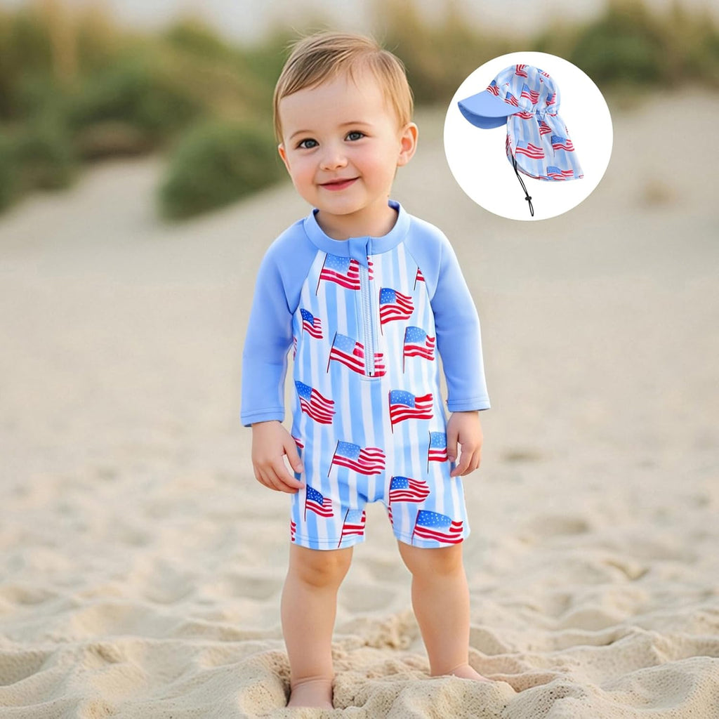 Hnyenmcko Baby/Toddler Boy Rash Guard Swimsuit Long Sleeve One Piece Zipper Swimwear Sunsuit Infant Bathing Suit Beachwear