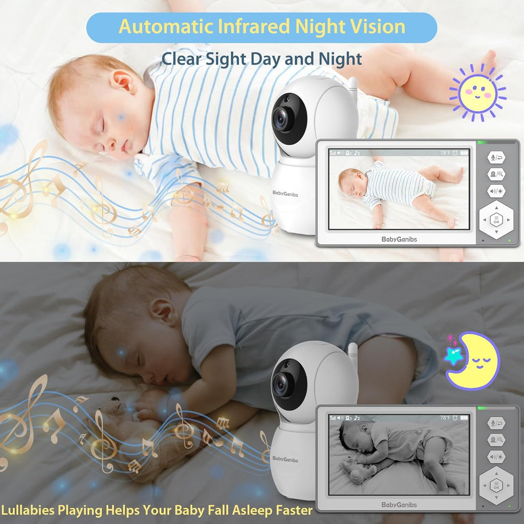 Baby Monitor with 4 Cameras Standby for 23-Hour Battery, Remote Control 4.3'' IPS Video Baby Monitor No WiFi Up to 1000ft Range, ECO, Night Vision, Temperature, 2-Way Talk, 8 Lullabies
