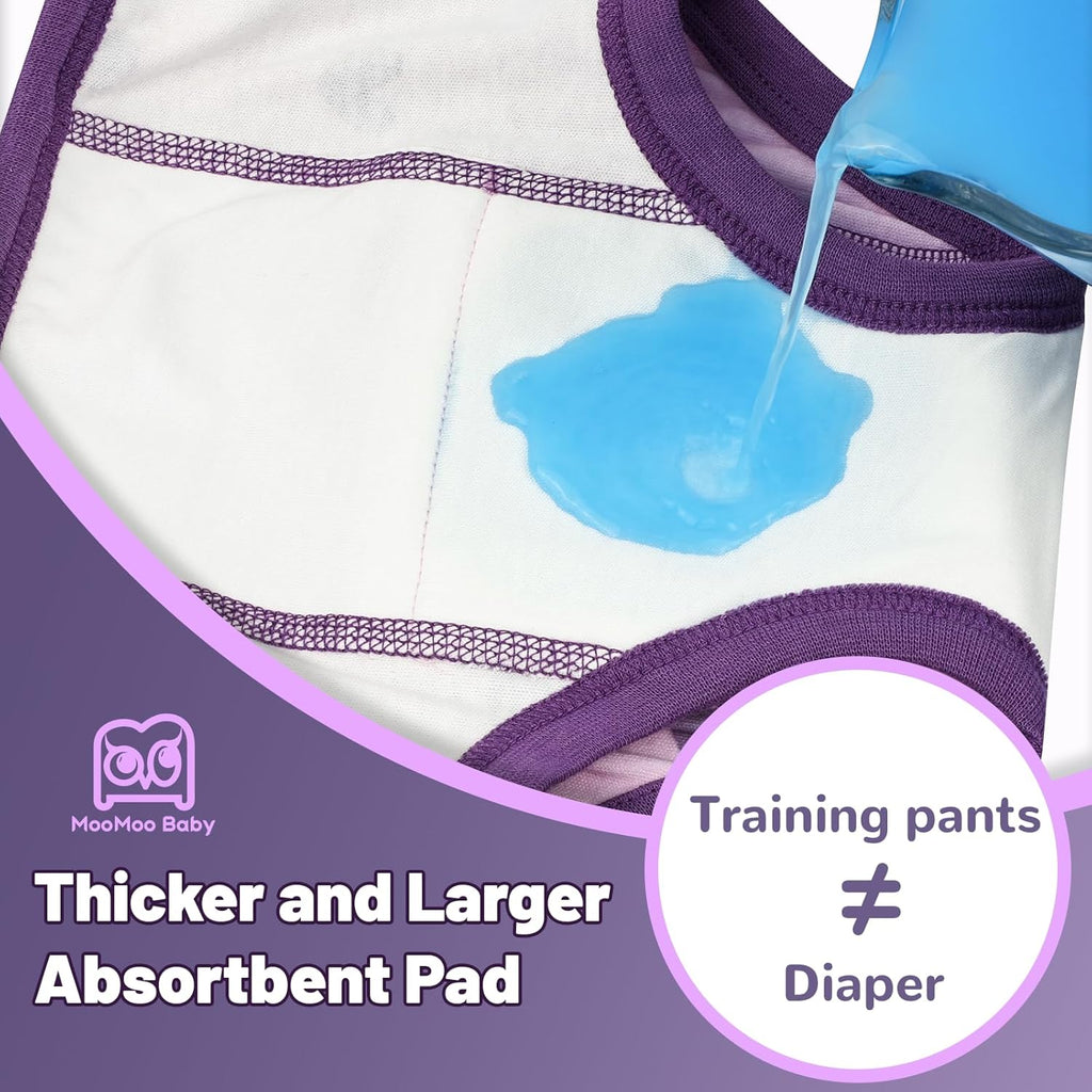 MooMoo Baby Absorbent Potty Training Pants 8 Packs Cotton Training Underwear for Girls 9T