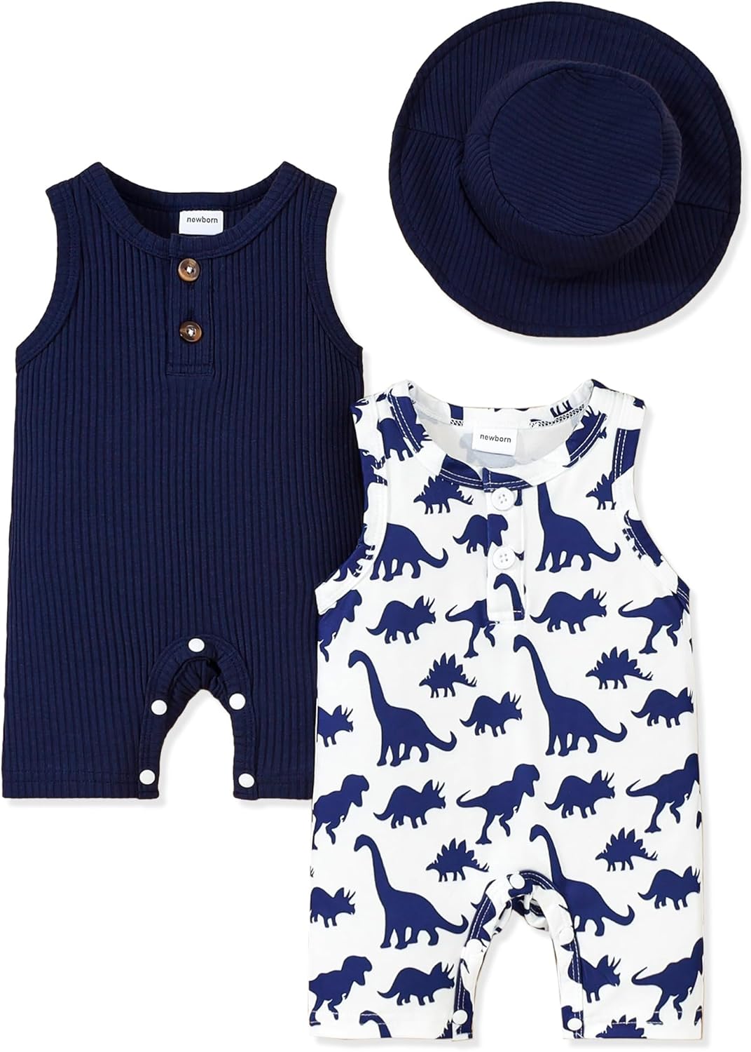 NZRVAWS Newborn Baby Boy Clothes Infant 0 3 6 9 12 Months Romper Sleeveless Jumpsuit Bodysuit Hat