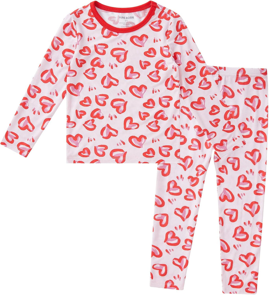 pureborn Baby Viscose From Bamboo Pajamas Set Pjs - Kids Toddler Girl Snug Fit Viscose Sleepwear 2pcs 18M-8Y