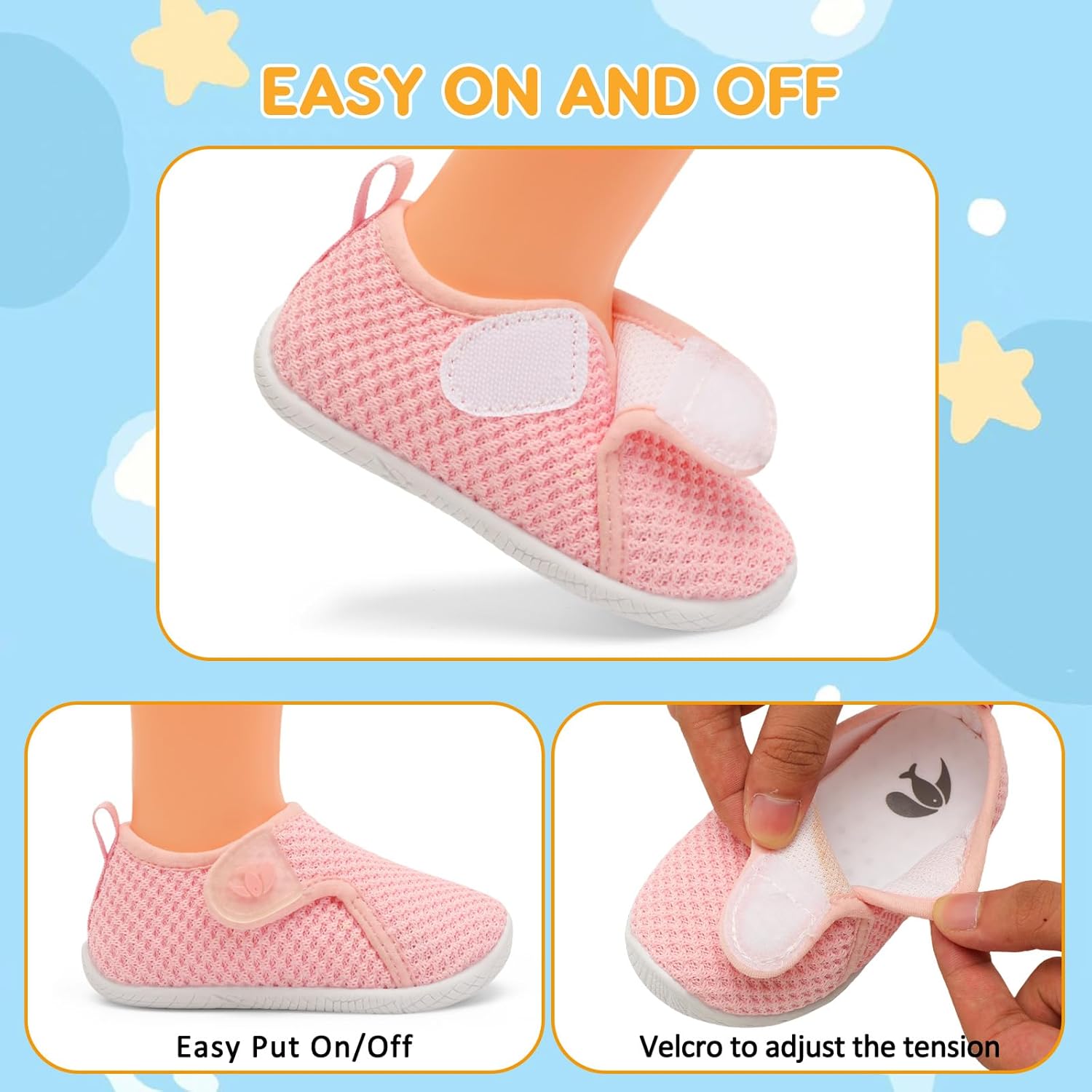 FEETCITY Toddler Walking Shoes Slip On Toddler Shoes Boys Girls Kids Sports Sneakers Casual School Shoes Barefoot Shoes