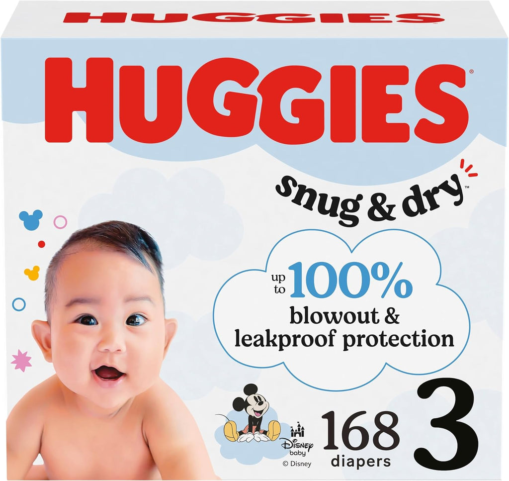 Huggies Size 3 Diapers, Snug & Dry Baby Diapers, Size 3 (16-28 lbs), 168 Count, Packaging May Vary