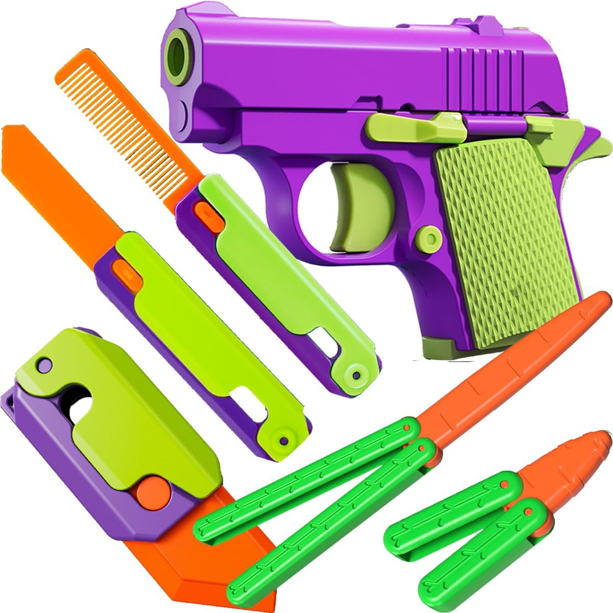 Fidget Gun Toy, Fidget Blaster Gun 1911 Titan Stress Shot ADHD Gun, 3D Printed Stress Anxiety Relief Pistol Toys