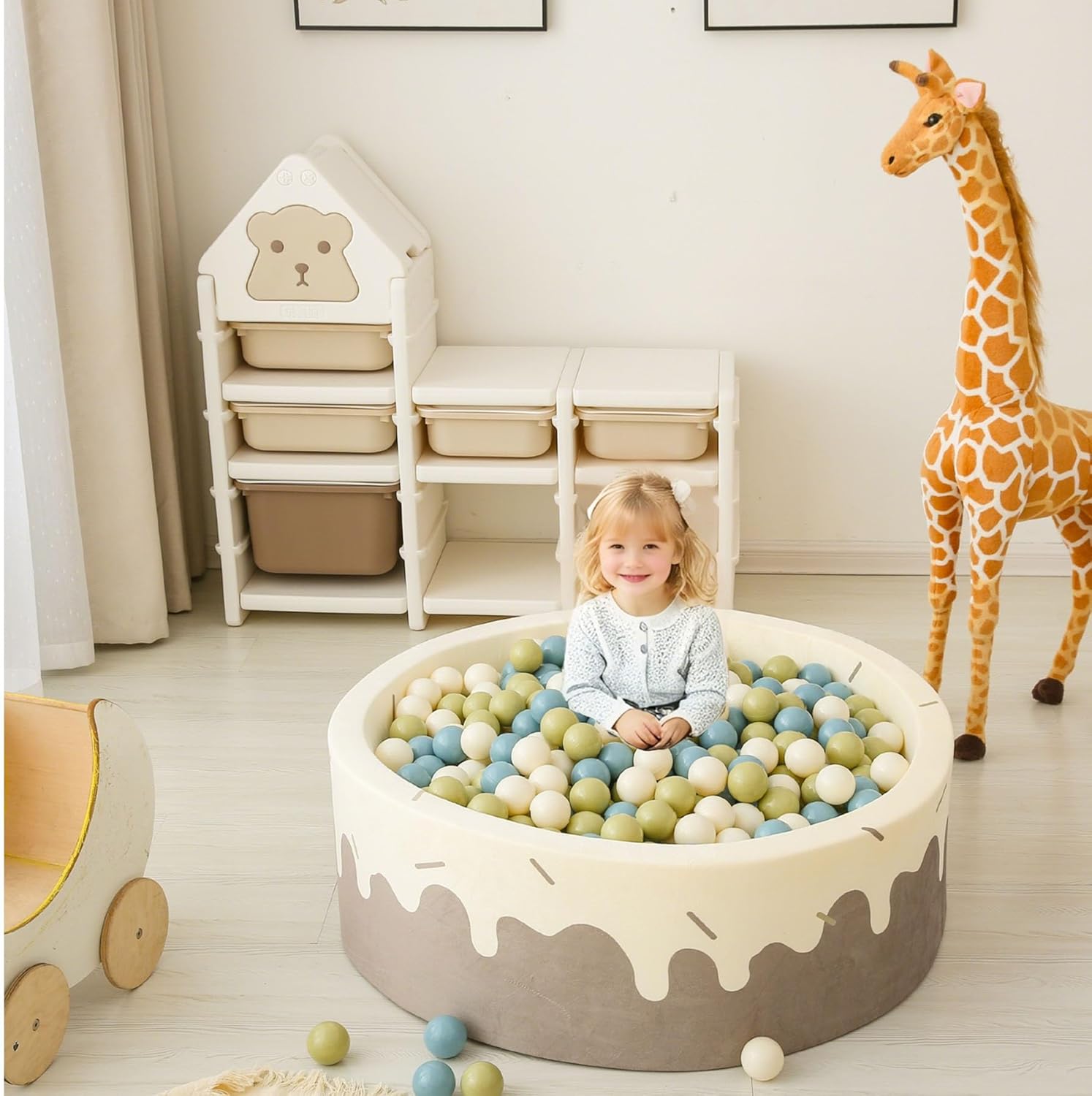 GOGOSO Balls for Ball Pit - Plastic Ball for Toddlers 1-3, Baby Kids Ball Pool Decoration,Creamy Green+Creamy Blue+ Soft White,1000pcs