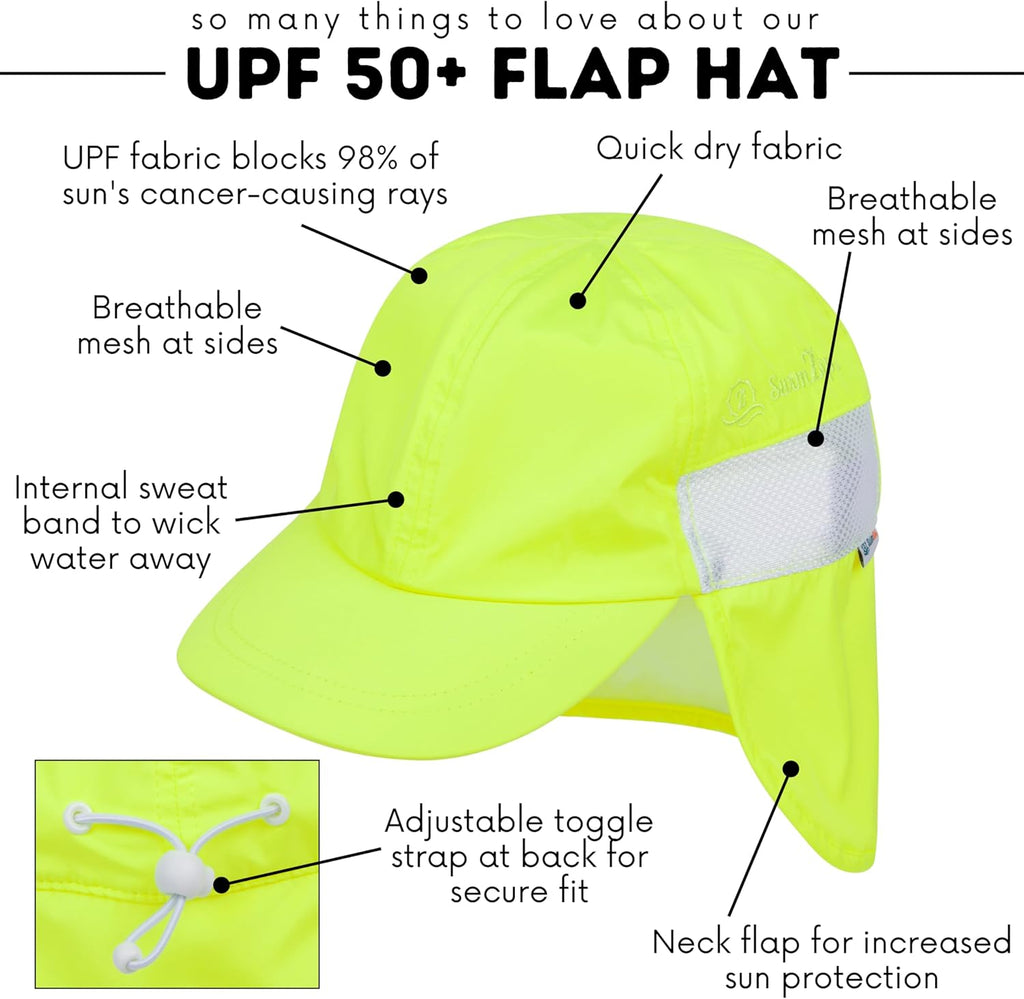 SwimZip Sun Hat with Neck Flap | UPF 50+ Protection for Baby, Toddler, and Kids