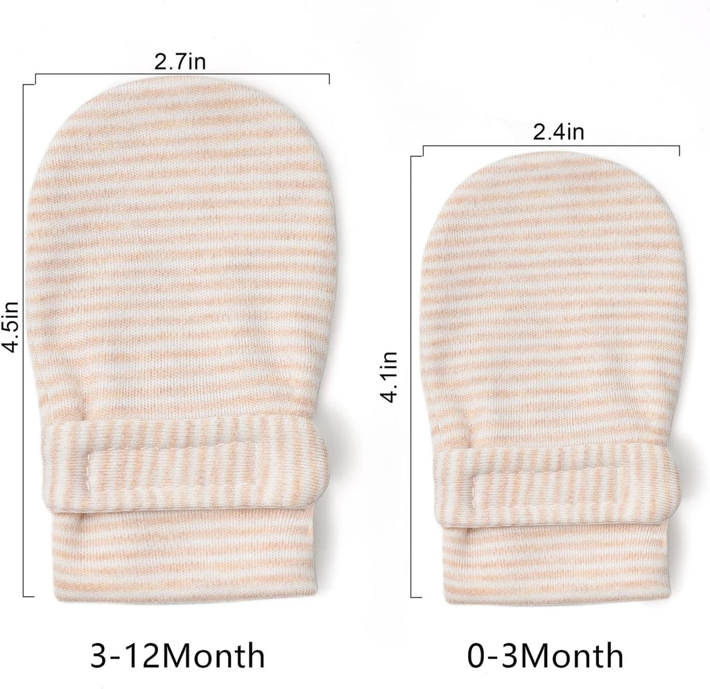 Newborn Baby No Scratch Mittens Stay On, 100% Cotton Breathable, Adjustable Infant Gloves for Baby Boys Girls Mittens
