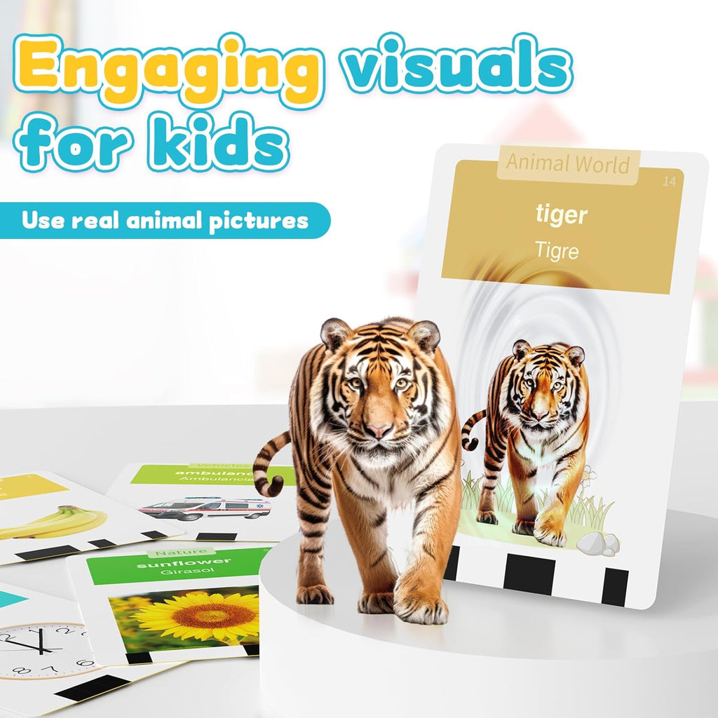 Toddlers Bilingual Spanish & English Talking Flash Cards with 288 Sight Words, Speech Therapy Toys for 3 4 5 6 Years Old Boys and Girls, Learning Educational Kids Gifts (Blue)