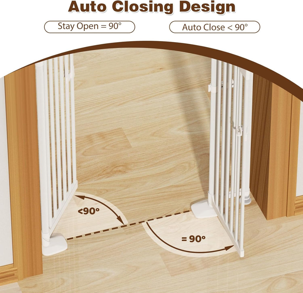 Glaf 74" Extra Tall Cat Gat, 30.31-38.19" Wide Adjustable Cat Door Pressure Mounted Pet Gate with Extra Narrow Gap Auto Close Dog Safety Gate for Doorways, Kitchen,Stairs