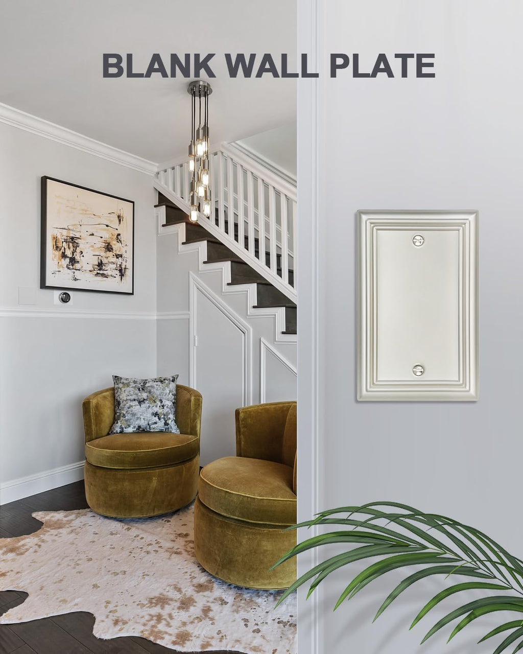 2-Pack Blank Wall Plate, Durable Metal No Device Outlet Cover, Satin Nickel, 3.15''*4.88'', Midsize