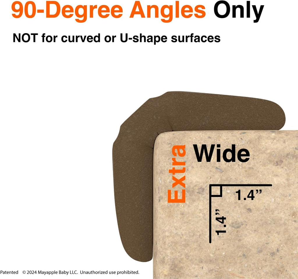 Roving Cove PreFit (Broad) Fireplace Edge Corner Protector (Extra Wide 9ft Edge 2 Corners), Baby Proofing Bumper Guards, Coffee Brown, Pre-Taped, for Straight Surfaces - New & Improved