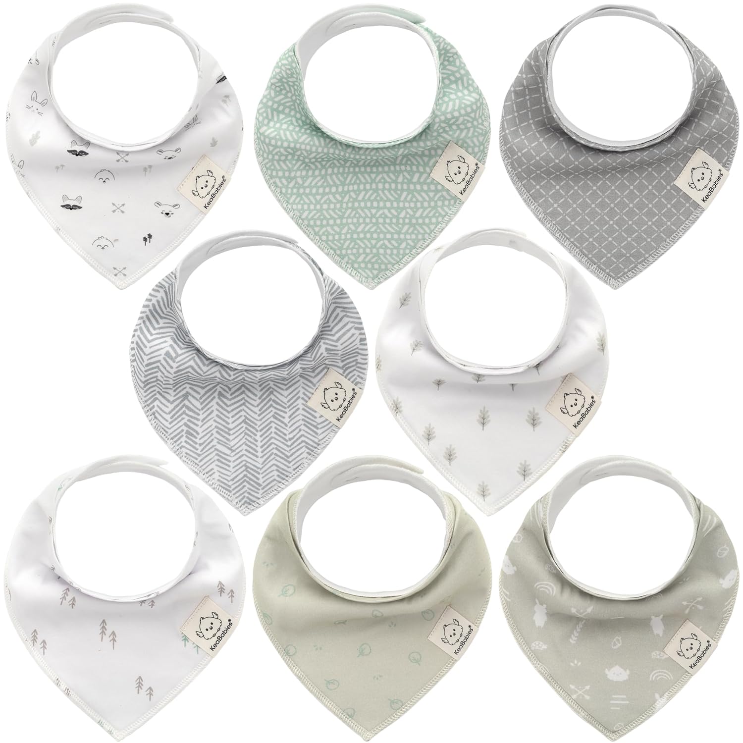 8-Pack Organic Baby Bandana Bibs for Boys, Girls - Super Absorbent Triangle Baby Bibs for Drooling and Teething Infant, 100% Cotton Extra Soft for Newborn, Infant 0-36 Months (Nordic)