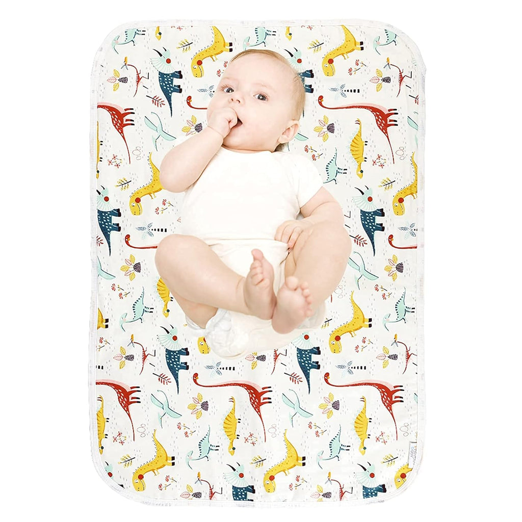 Baby Diaper Changing Pad, 21 5/8" x 31.5" Waterproof Changing Pad Liners - Reusable Soft and Absorbent Portable Changing Mat(Colorful Dinosaur1PCS)