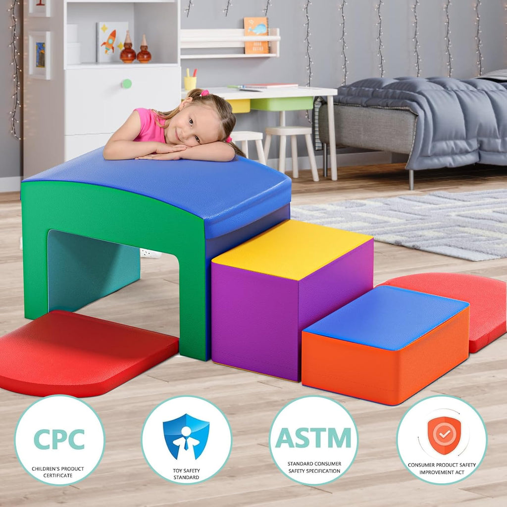 SURPCOS Foam Climbing Blocks for Toddlers - Soft Play Set for Toddlers 1-3 - Climbing Toys - Baby Climbing Gym - Great for All Ages (6 Pc Colorful Soft Play Area Set)