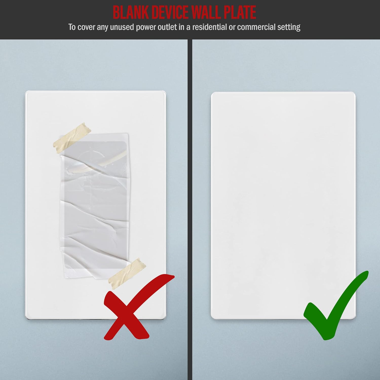 ENERLITES Screwless Blank Wall Plate, Child Safe Blank Device Outlet Cover, Standard Size, 1-Gang 4.68" x 2.93", Polycarbonate Thermoplastic, UL Listed, SI8801-W, Glossy, White