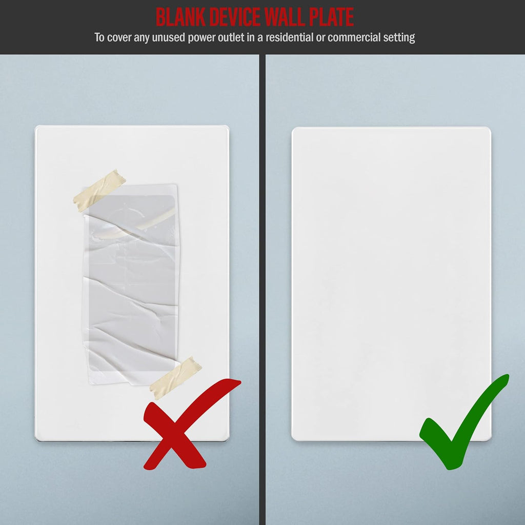 ENERLITES SI8801-W-5PCS, Screwless Blank Wall Plate, Child Safe Blank Device Outlet Cover, Standard Size, 1-Gang 4.68" x 2.93", Polycarbonate Thermoplastic, UL Listed, Glossy, White, 5 pack