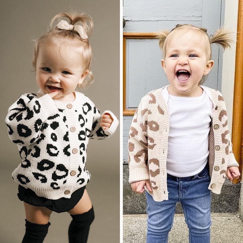 Simplee kids Baby Sweater Animal Leopard Printed Baby Cardigan for Autumn Fall…