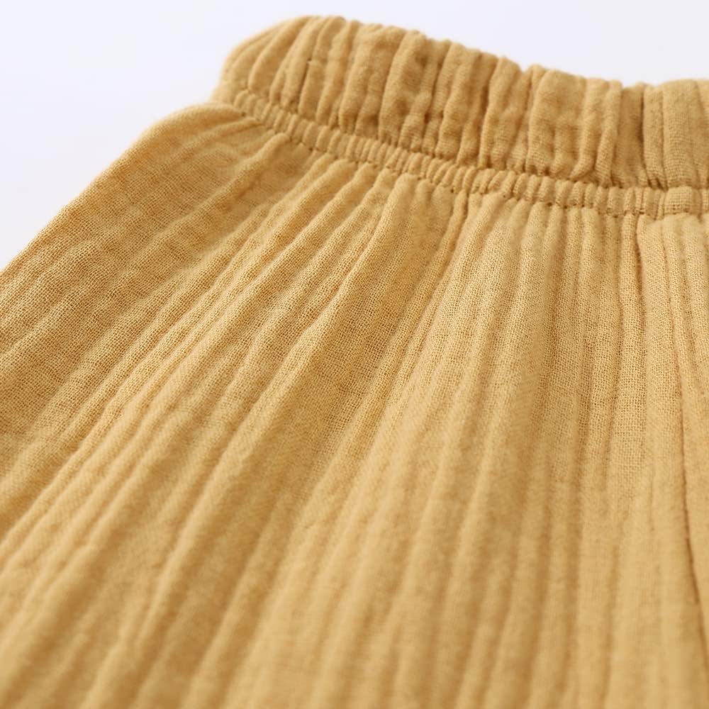 MYGBCPJS Baby Boys Girls Cotton Linen Trousers Kids Casual Ankle Pants Loose Long Bloomers