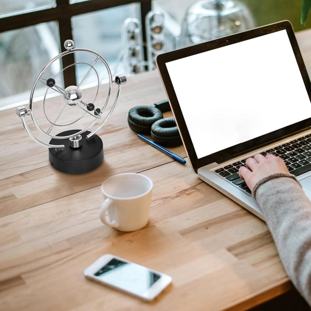 Perpetual Motion, USB Plug in Creative Art Asteroid, Electronic Rotating Swinging Celestial Body Model Desk Toys for Home Desktop Decoration Ornaments