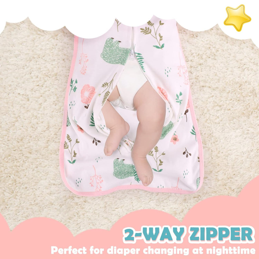 2 Pack Transition Swaddle with 2 Way Zipper, 2 in 1 Arms in/Out Transitional Arms Up Swaddle, 100% Cotton Newborn Swaddles Zipper Swaddles Baby Swaddling Sack Sleeping Sack 0-3 Months, Flamingo & Bear