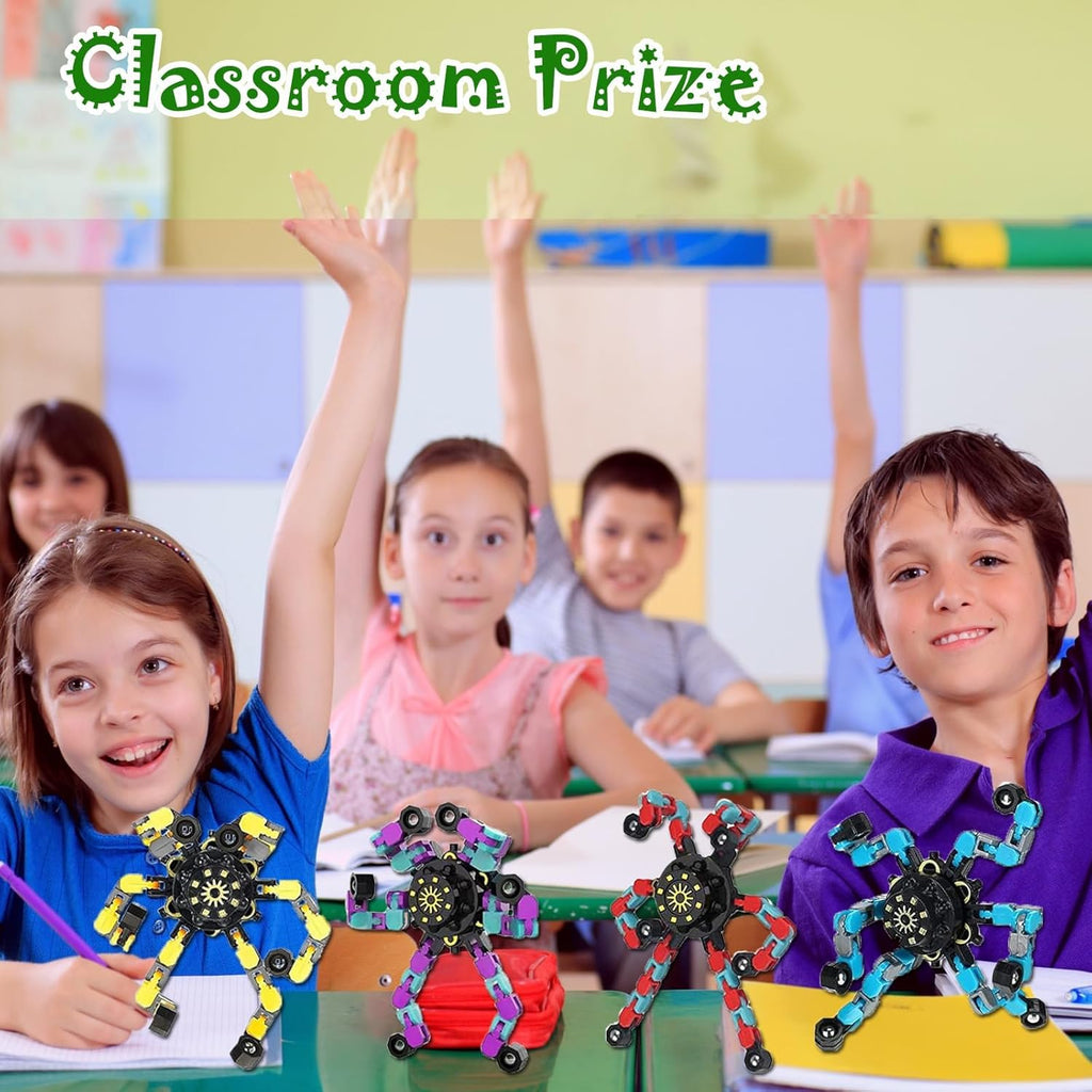 20 Pcs Transformable Fidget Spinner, Fidget Toys Bulk for Adults, Transformable Chain Robot Finger Toy DIY Deformation Robot Mechanical Spinners Stress Relief Fidget Toy for Teens Adults