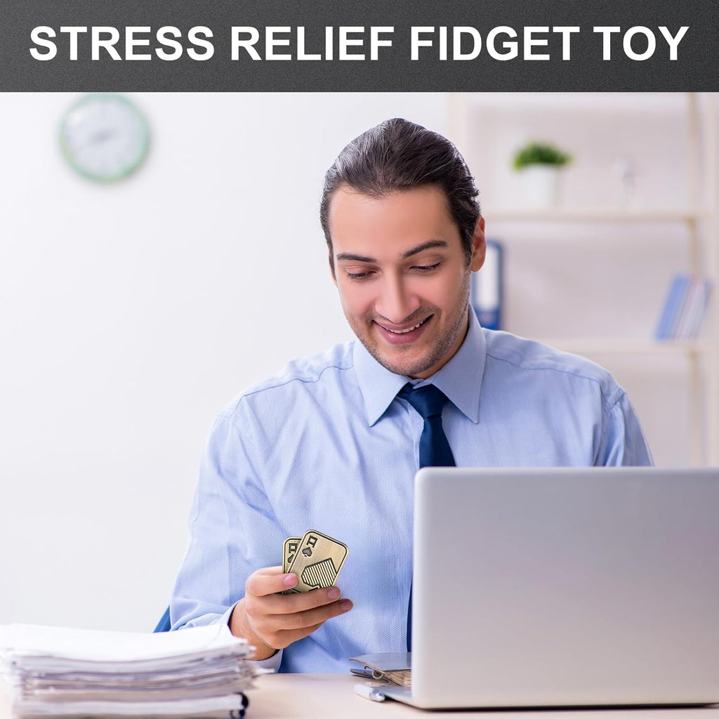 2Pcs Metal Fidget Slider, Metal Fidget Toy Fidget Slider for Adults Magnet Fidget Toy EDC Fidget Clicker Metal Poker Push Card Fidget Slider Stress Relief Toy,Bronze