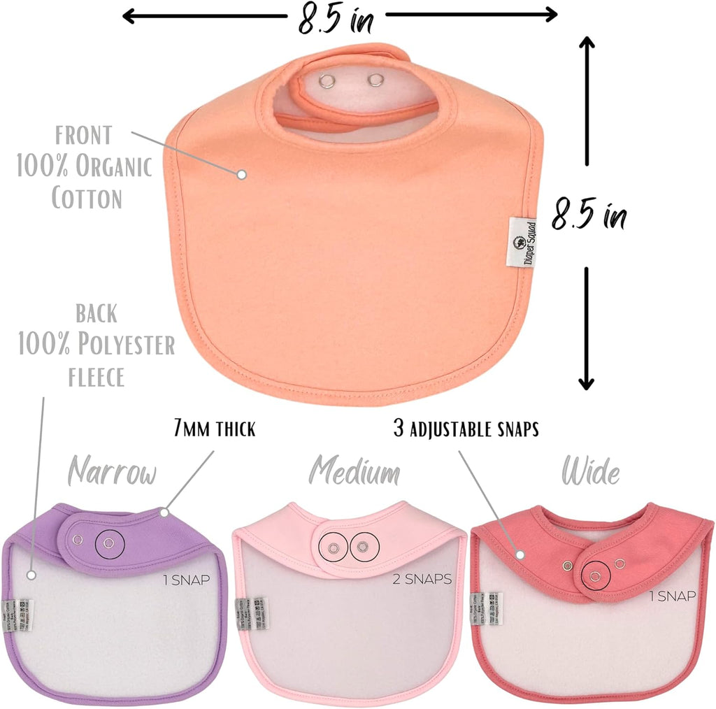 DiaperSquad's Baby Bibs for Drooling and Teething, Bibs for Boys, Baby Girl - Solid Cotton Baby Drool Bibs