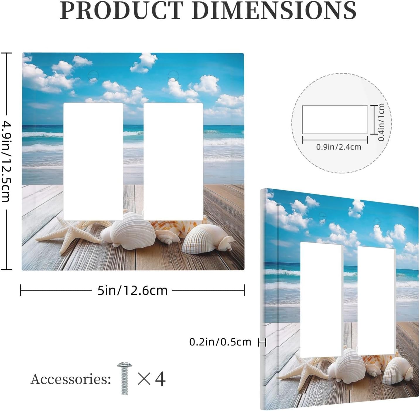 Decorative Outlet Covers Beach Waves Brown Wood Starfish Shells 2 Gang Double Gfci Rocker Electrical Wall Panels Light Switch Cover Plate For Bathroom Living Room Decor