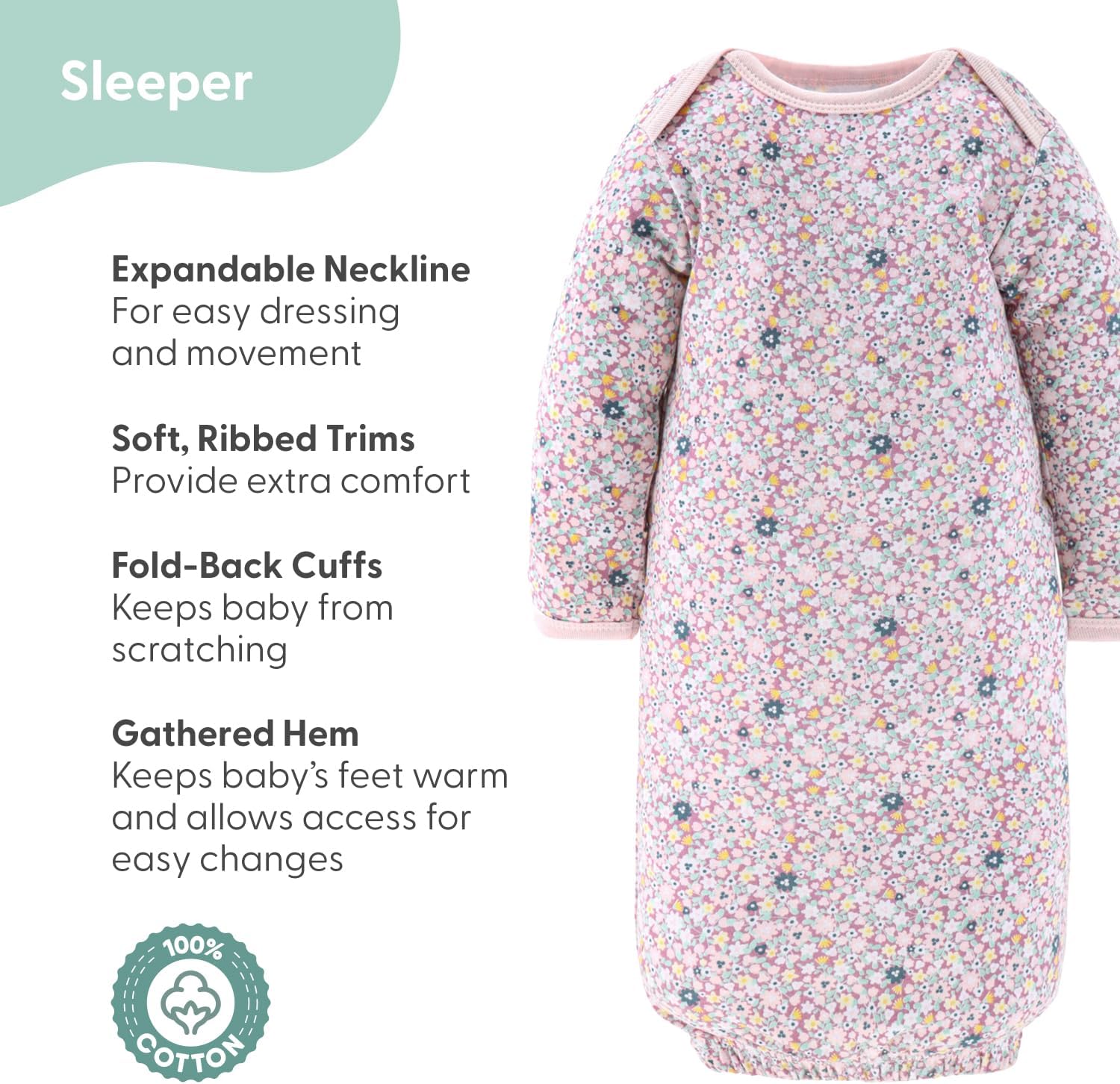 The Peanutshell Baby Layette Gift Set for Girls - 16 Piece New Born Girl Gift Set, Baby Clothes, 0-9 Months - Prairie Floral