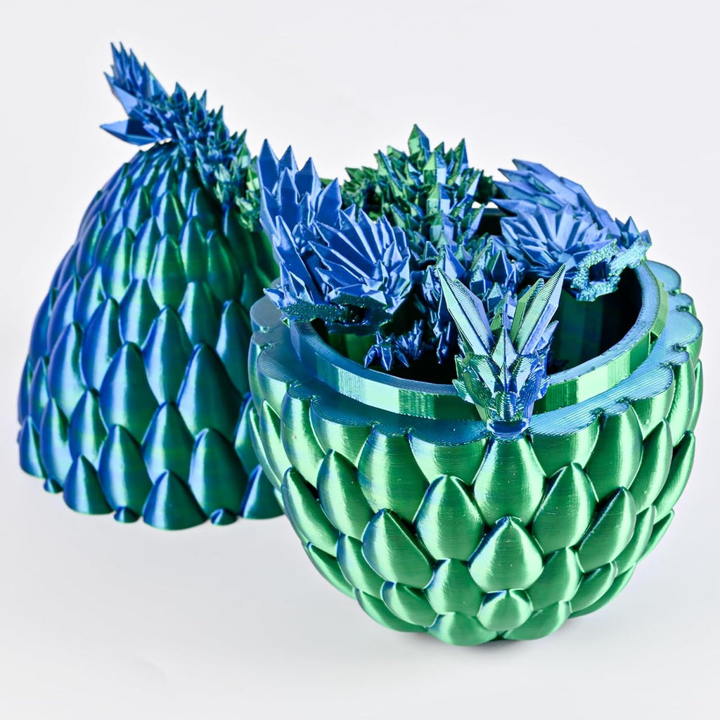 12inch Fly Dragon Egg, Year of The Dragon, 3D Printed Dragon, Executive Desk Toys, Articulated Dragon, Fidget Toys Gifts for Graduates Students Teachers Adults (Green&Blue)