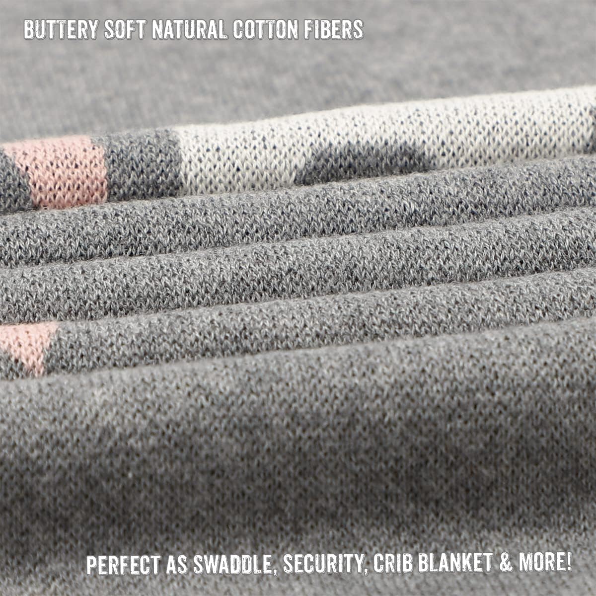 Cotton Baby Swaddle Blanket for Girls and Boys - Buttery Soft Cozy Receiving Swaddle Crib Stroller Blanket for Shower Gift Registry for Newborns, Infants, Toddlers (Unicorn - Grey)