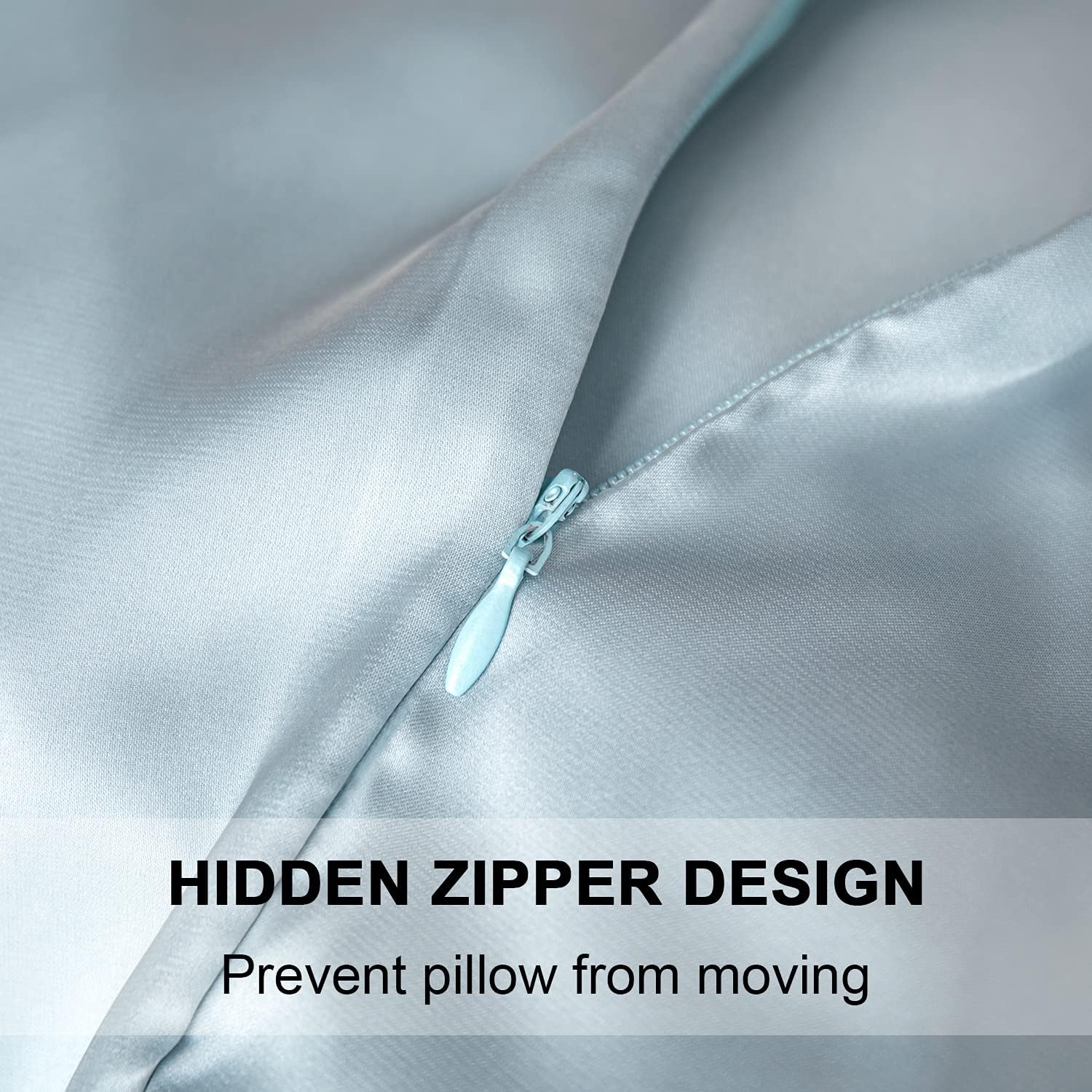 Mulberry Silk Pillowcase for Hair and Skin,Standard Size Cooling Silk Pillow Case with Hidden Zipper,Allergen Proof Dual Sides Soft Breathable Smooth Silk Pillow Cover for Women(King,Aqua Blue)