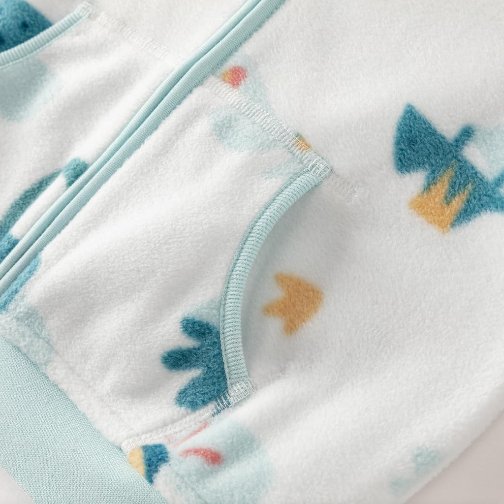 DAVE & BELLA Kids Printed Polar Fleece Jacket Toddler Baby Boys Girls Zip Up Long Sleeve Spring Fall Warm Outerwear Coat