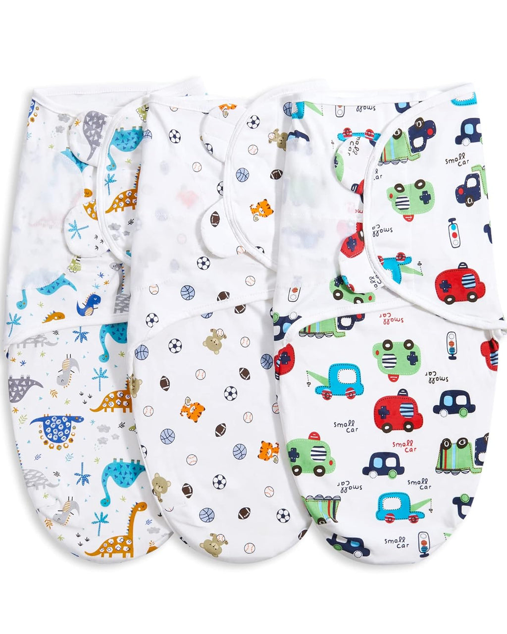 Bubble bear Baby Boy Girl Swaddle Blankets, 3-6 Months - Hypoallergenic, Adjustable Swaddle Sleep Sacks, Cute Soccer Ball, Dinosaur Pattern, 3 Pack