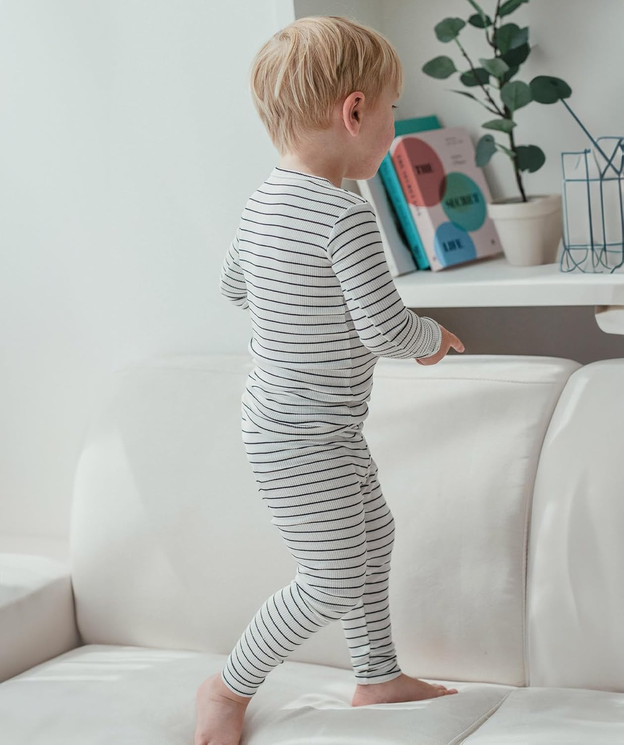 AVAUMA Stripe Pattern Baby Boys Girls Pajama Set Kids Toddler Snug fit Ribbed Sleepwear pjs for Daily Life Style