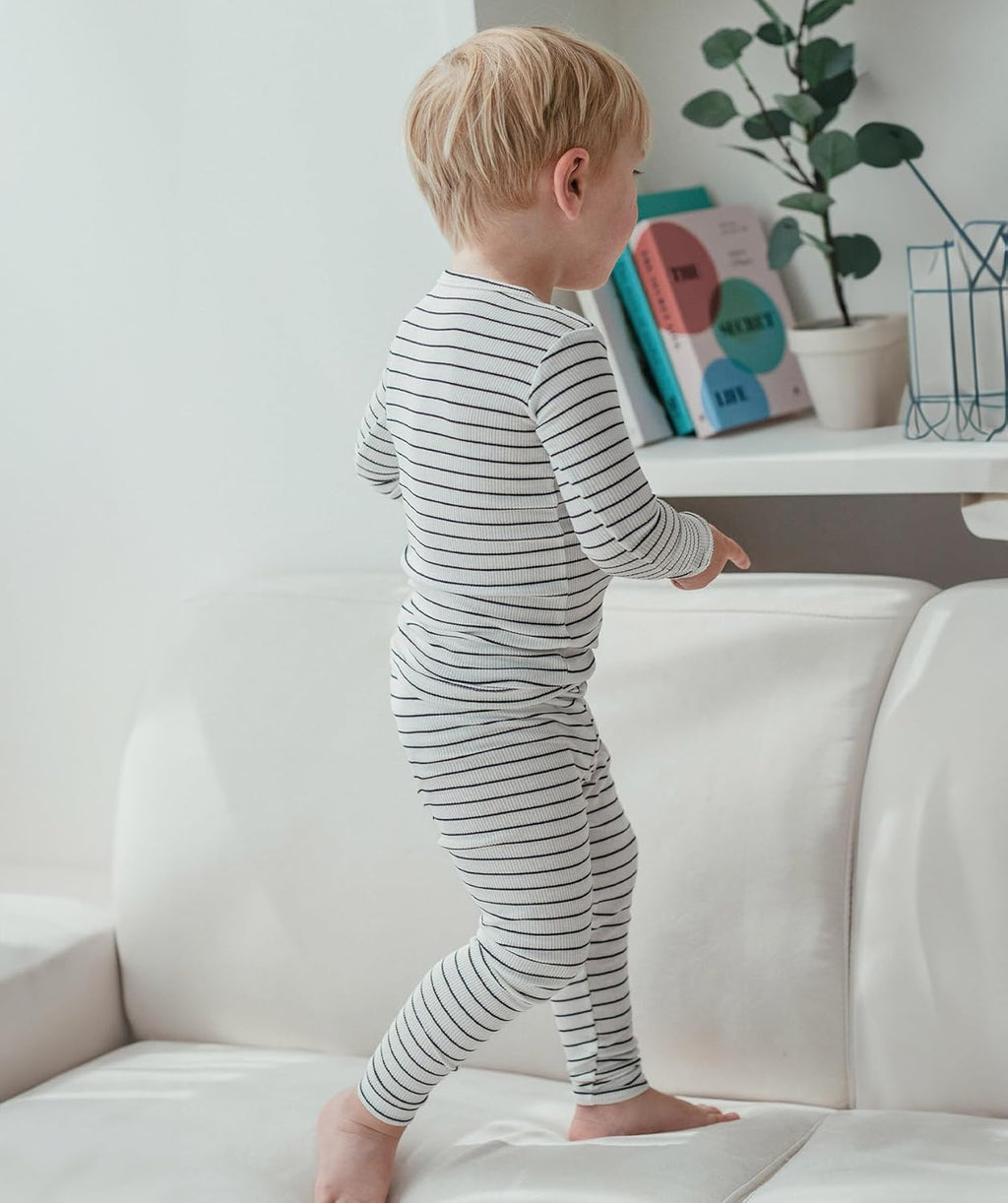 AVAUMA Stripe Pattern Baby Boys Girls Pajama Set Kids Toddler Snug fit Ribbed Sleepwear pjs for Daily Life Style