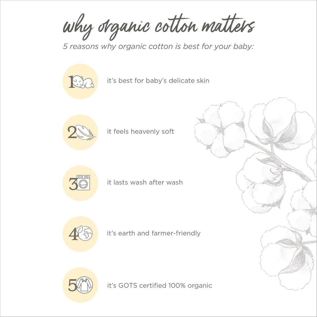 Burt's Bees Baby Unisex Organic Cotton Short and Long Sleeve Bodysuits, 5-Pack