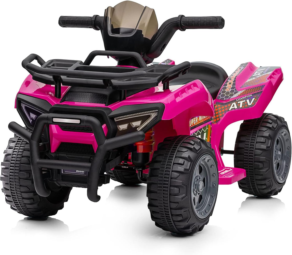 Kids ATV 4 Wheeler, 6V Ride-On Toy for Toddlers Boys & Girls with Music, Forward & Reverse - Rose Pink