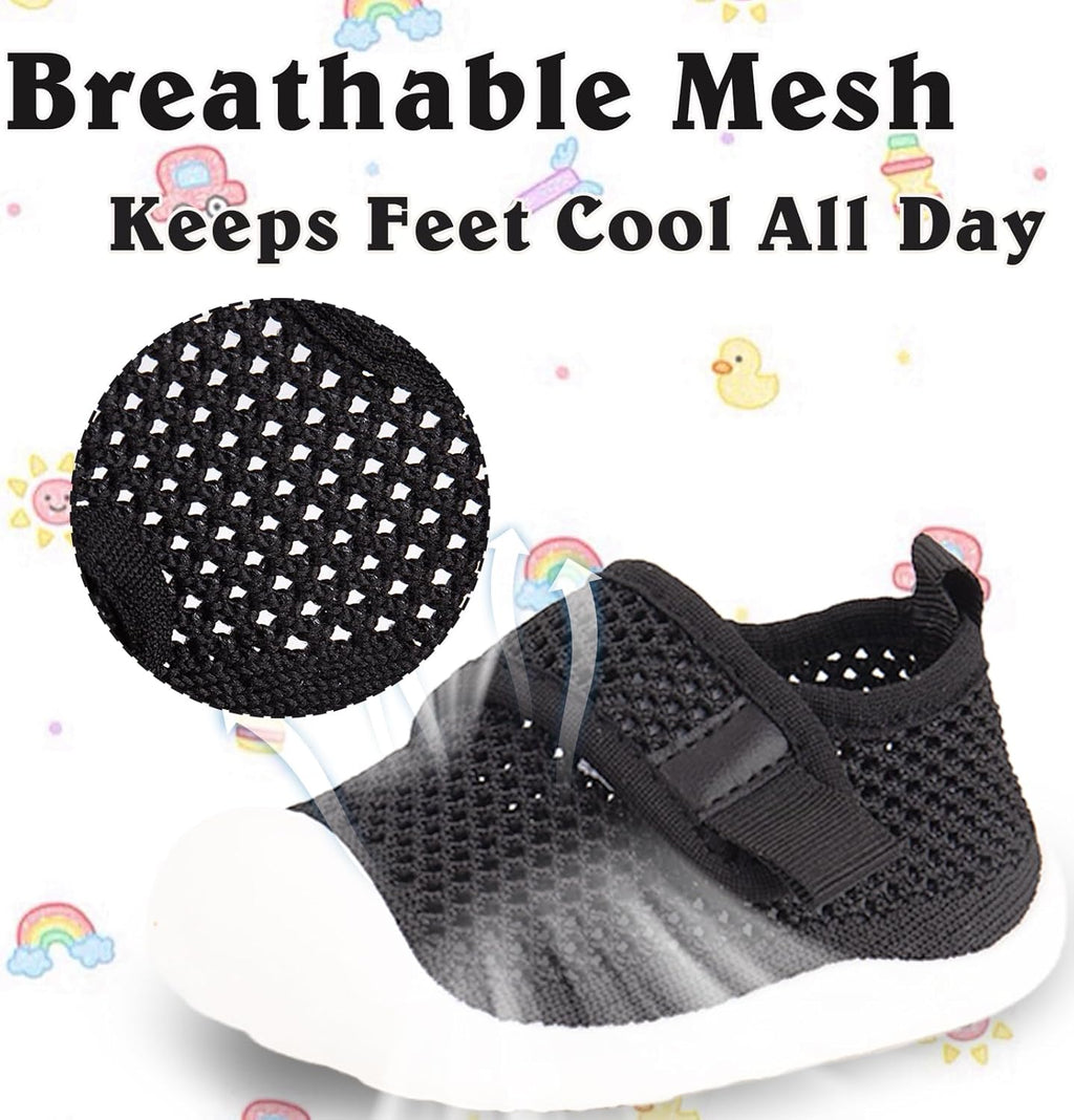 Baby First-Walking Shoes 1-4 Years Kid Shoes Trainers Toddler Infant Boys Girls Soft Sole Non Slip Cotton Canvas Mesh Breathable Lightweight TPR Material Slip-on Sneakers Outdoor