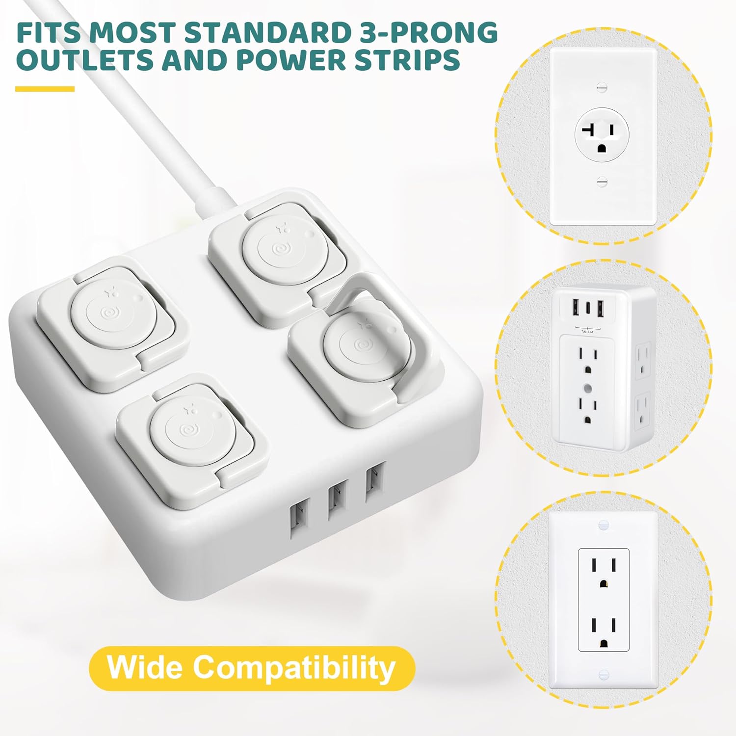 Baby Proofing Outlet Covers(45 Pack), Baby Proof Plug Covers with Hidden Pull Handle for Child Safety, Electric Socket Covers, Plug Protectors to Prevent Power Shock (White)