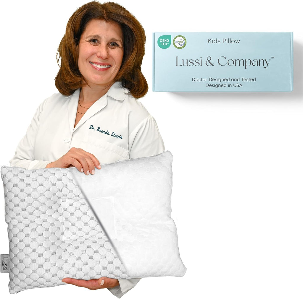 Lussi & Company Toddler Pillow 2 Year Old-13x19 Toddler Pillow - Pillow Protector-Toddler Pillows for Sleeping-Kids Pillow-Travel Pillows-Ergonomic Pillows for Kids-Patent Pending (White)