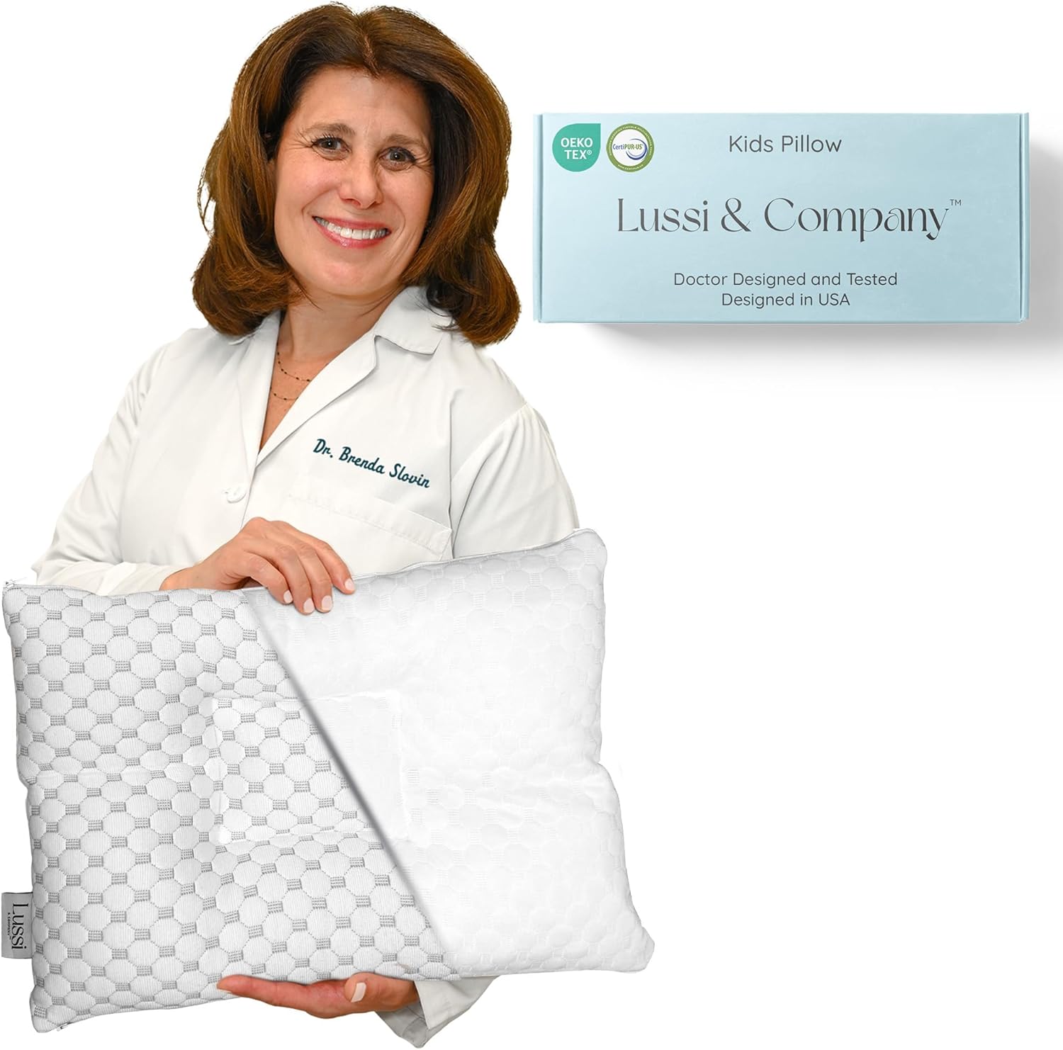 Lussi & Company Toddler Pillow 2 Year Old-13x19 Toddler Pillow - Pillow Protector-Toddler Pillows for Sleeping-Kids Pillow-Travel Pillows-Ergonomic Pillows for Kids-Patent Pending (White)