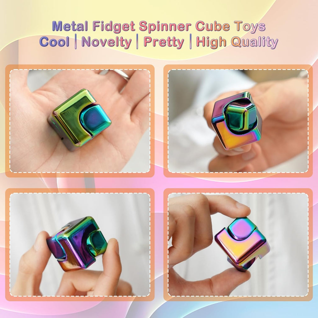 Desk-Fidget-Toys Spinner-Cube: Cool-Gadgets Metal Kinetic-Desk-Toys Office EDC-Toy, ADHD Tools Cool-Stuff Thing Stress Relief Toy Gift for Kids Children Teens Adults Christmas Women Men