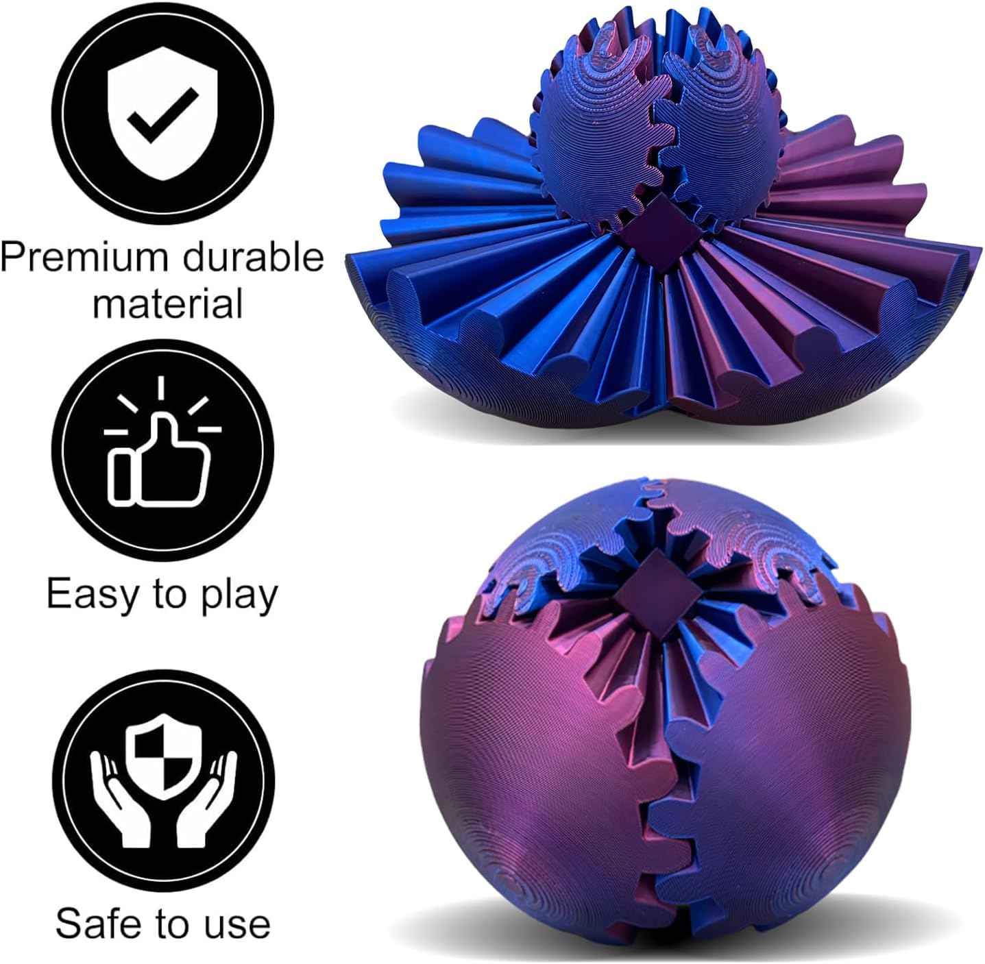 Gear Ball 3D Printed, The Steampunk Whirling Wonder Fidget Ball Toy, Gear Ball 3D Model Cube Fidget Toy, Funny Stress & Anxiety Relaxing Fidget Toy for Adults & Kids (Green&Blue)