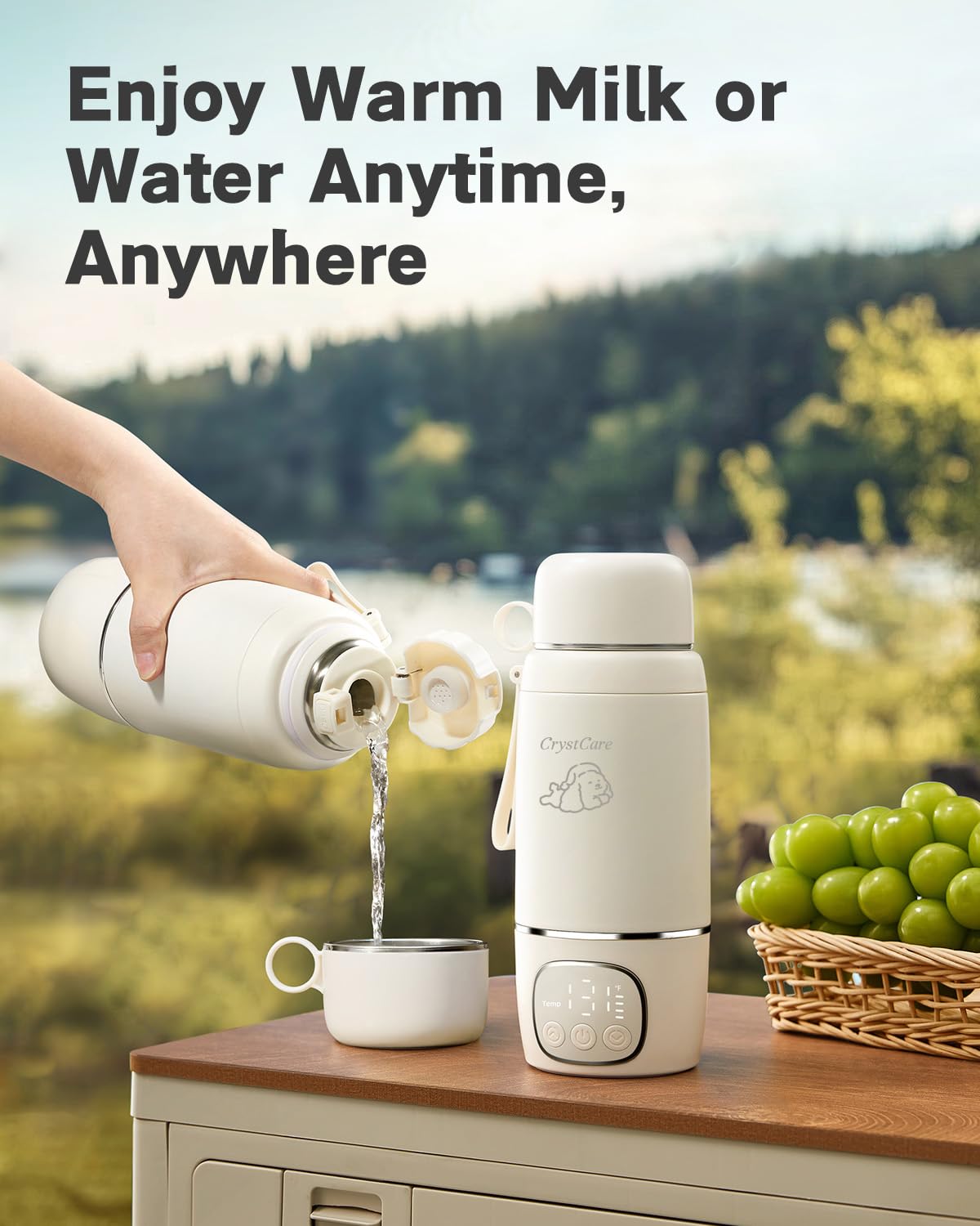 Portable Bottle Warmer for Travel - Fast Heating Breast Milk & Formula Warmer with 16,000mAh Battery, 17oz Milk Warmer for Baby on The Go,Baby Bottle Warmer for Car, Airplane（Puppy）