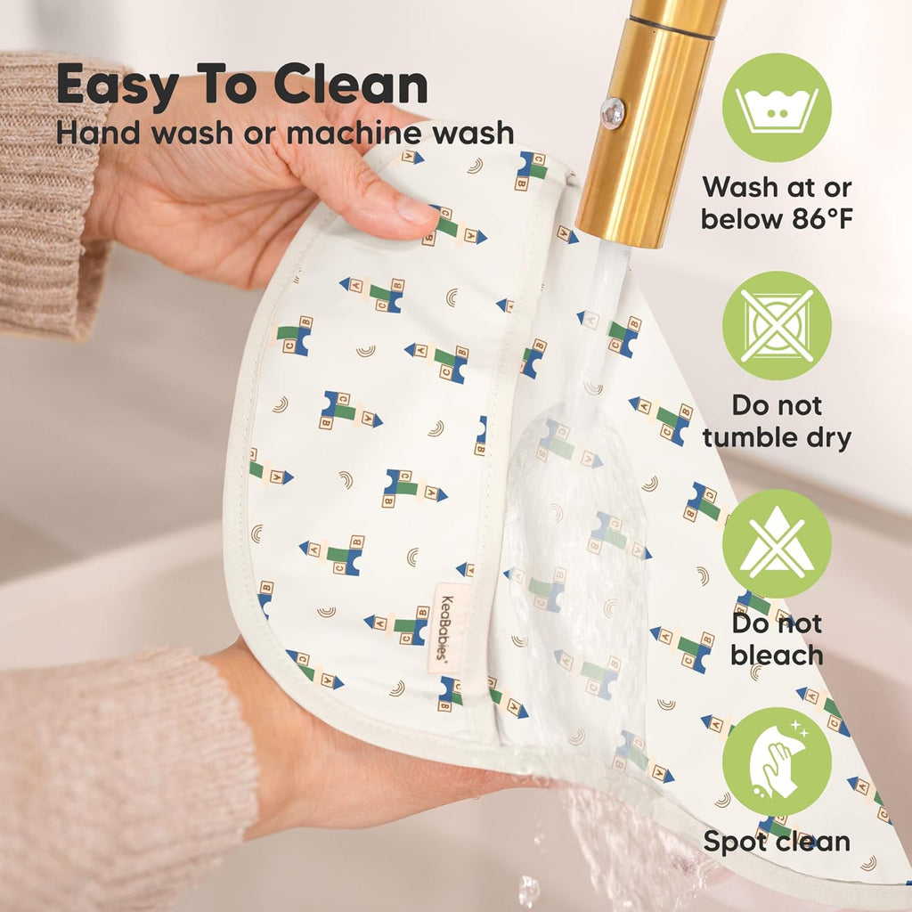 3-Pack Waterproof Baby Bibs for Eating - Lightweight Toddler Feeding Bibs with Large Food Catcher, Mess Proof, Food-Grade Baby Eating Essentials, Easy to Put On & Clean (Toy Land)