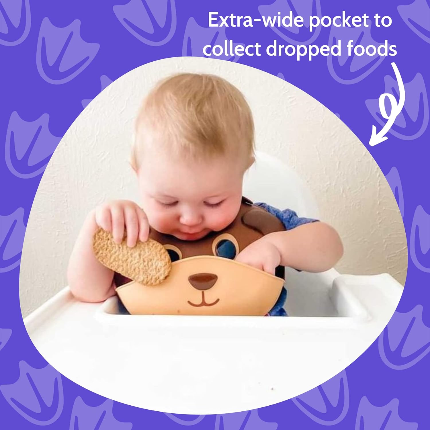 Silly Goose Set of 3 Silicone Animal Baby Bibs for Babies and Toddlers, Waterproof, Adjustable, Soft, Extra Wide Food Catcher Pocket (3PK Fox+Bear+Hippo)