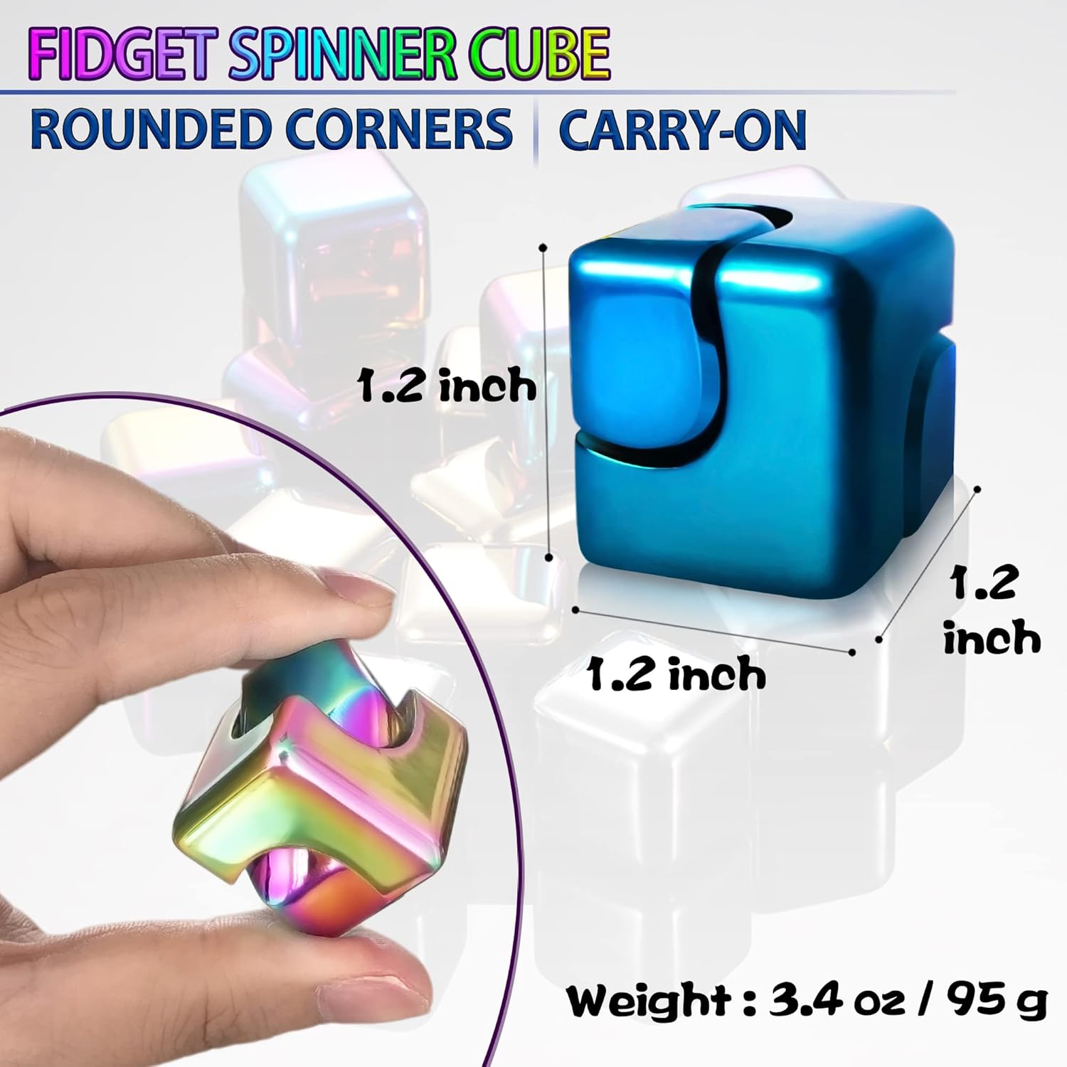 Fidget Spinner Toys Cube Adults, Easter Basket Stuffers for Teens Metal EDC Cool Desk Gadgets Office Toys Small Anxiety Figette Sensory Toy, ADHD Tool Fingears Figet Stress Valentine Gift for Boys